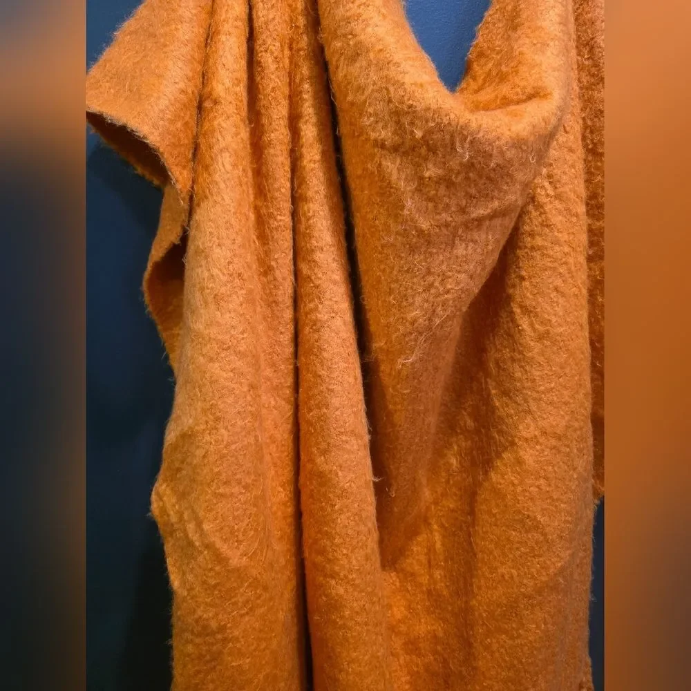Pottery Barn Orange Mohair Style Throw  55x80 Acrylic